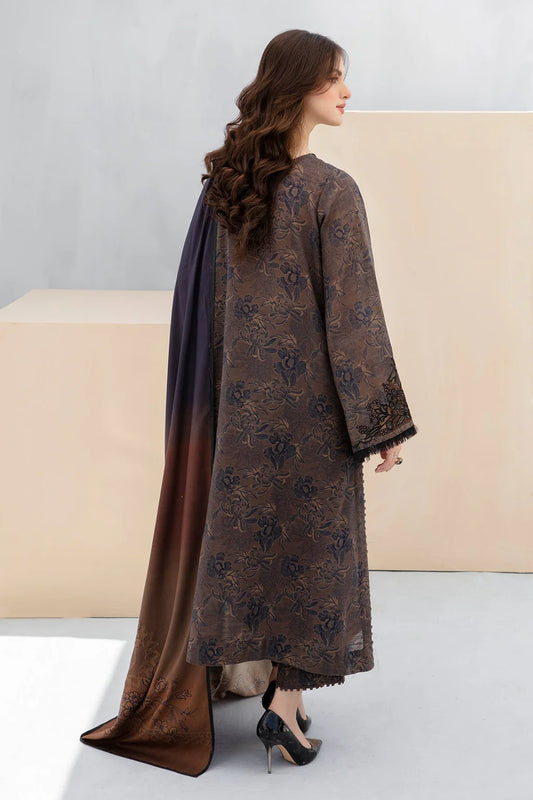 BAROQUE UNSTITCHED 3-PC SLUB KHADDAR PRINTED SHIRT WITH KHADDAR PRINT DUPATTA AND PRINT TROUSER KZ-2039