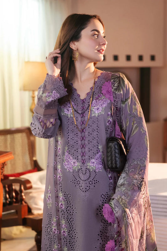 JADE UNTITCHED 3-PC DHANAK EMBROIDERED SHIRT COUTRAI PRINTED SHAWL AND TROUSER KZ-2025