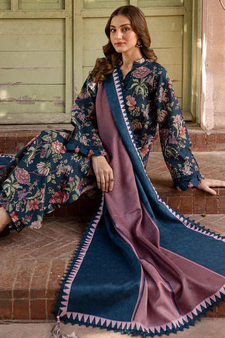 FARASHA UNSTITCHED 3-PC SLUB KHADDAR PRINTED SHIRT WITH KHADDAR PRINT DUPATTA AND PRINT TROUSER KZ-2047