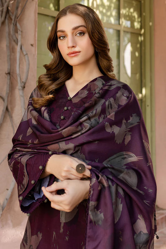 FARASHA UNSTITCHED 3-PC SLUB KHADDAR PRINTED SHIRT WITH KHADDAR PRINT DUPATTA AND PRINT TROUSER KZ-2046