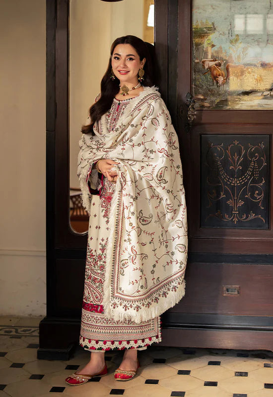 ASIM JOFA UNTITCHED 3-PC DHANAK SEQUENCE EMBROIDERED SHIRT WITH DHANAK EMBROIDERED SHAWL AND TROUSER KZ-2023