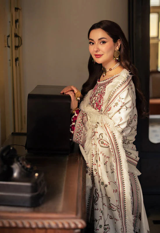 ASIM JOFA UNTITCHED 3-PC DHANAK SEQUENCE EMBROIDERED SHIRT WITH DHANAK EMBROIDERED SHAWL AND TROUSER KZ-2023