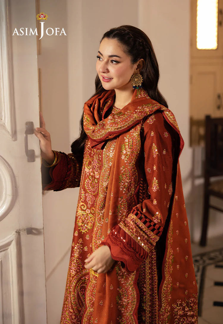 ASIM JOFA UNTITCHED 3-PC KARANDI SEQUENCE EMBROIDERED SHIRT WITH KARANDI EMBROIDERED SHAWL AND TROUSER KZ-2024