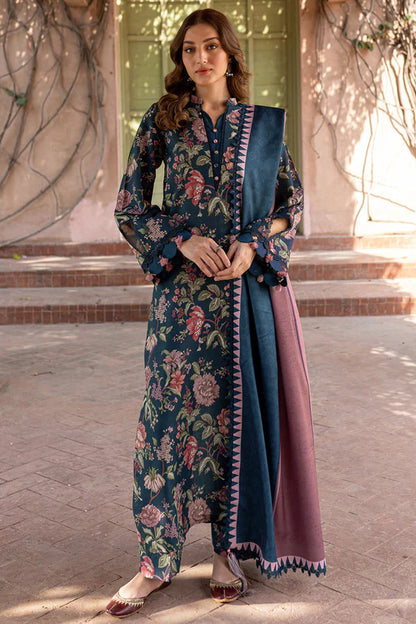 FARASHA UNSTITCHED 3-PC SLUB KHADDAR PRINTED SHIRT WITH KHADDAR PRINT DUPATTA AND PRINT TROUSER KZ-2047