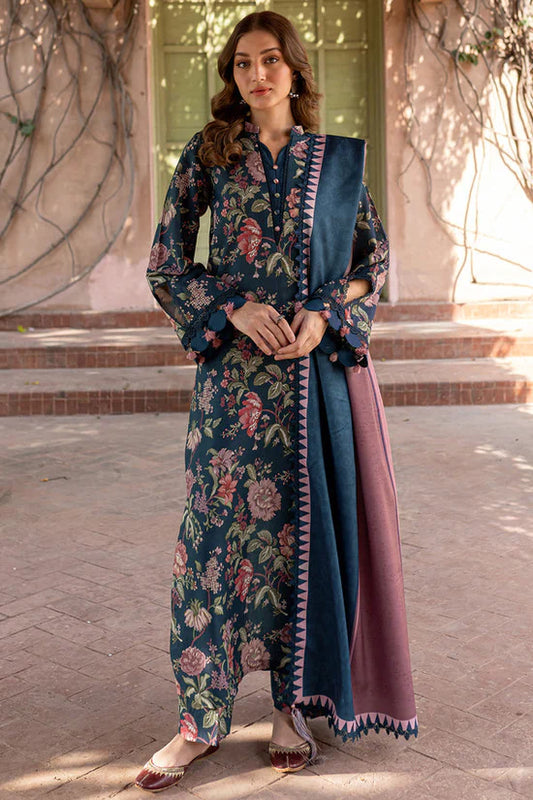 FARASHA UNSTITCHED 3-PC SLUB KHADDAR PRINTED SHIRT WITH KHADDAR PRINT DUPATTA AND PRINT TROUSER KZ-2047