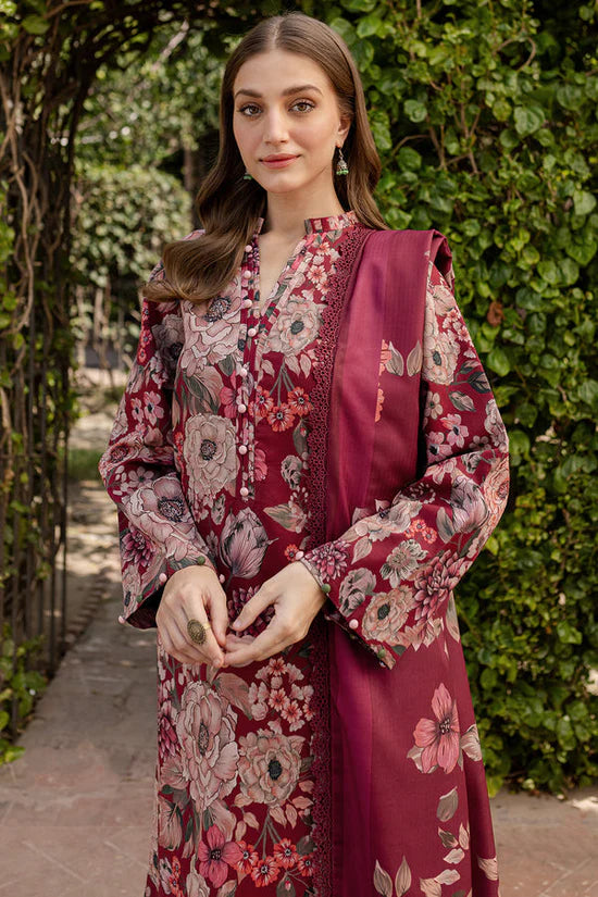 FARASHA UNSTITCHED 3-PC SLUB KHADDAR PRINTED SHIRT WITH KHADDAR PRINT DUPATTA AND PRINT TROUSER KZ-2048