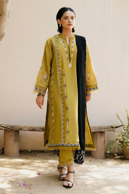 ZARA SHAH JAHAN UNSTITCHED 3-PC DHANAK EMBROIDERED SHIRT WITH DHANAK EMBROIDERED SHAWL AND TROUSER KZ-2028