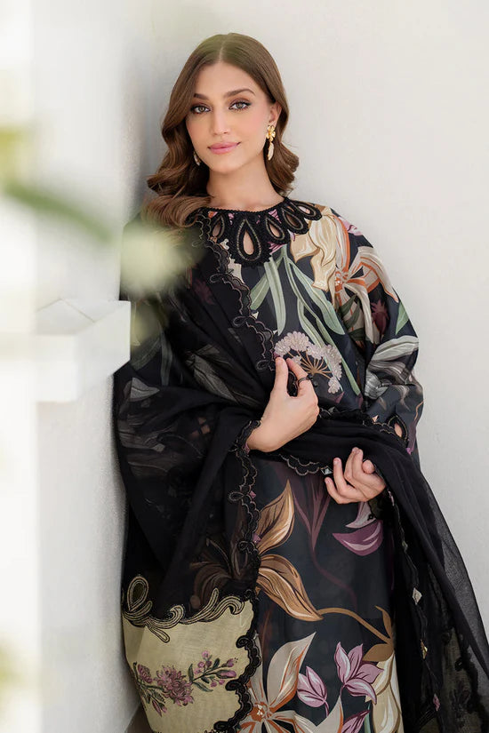 BAROQUE UNSTITCHED 3-PC SLUB KHADDAR EMBROIDERED PRINTED SHIRT WITH KHADDAR EMBROIDERED PRINT DUPATTA AND PRINT TROUSER KZ-2051