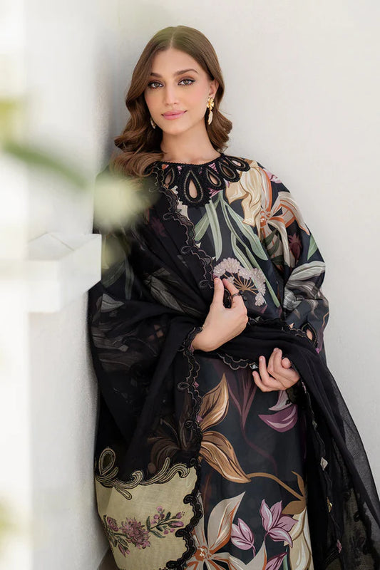 BAROQUE UNSTITCHED 3-PC SLUB KHADDAR EMBROIDERED PRINTED SHIRT WITH KHADDAR EMBROIDERED PRINT DUPATTA AND PRINT TROUSER KZ-2051