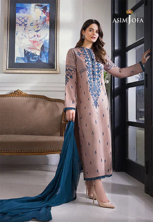 ASIM JOFA UNSTITCHED 3-PC LAWN HEAVY EMBROIDERED SHIRT WITH BAMBER CHIFFON DUPATTA AND LAWN TROUSER KZ-2069