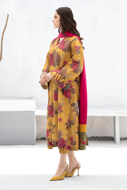 BAROQUE UNSTITCHED 3-PC SLUB KHADDAR PRINTED SHIRT WITH KHADDAR PRINT DUPATTA AND PRINT TROUSER KZ-2037