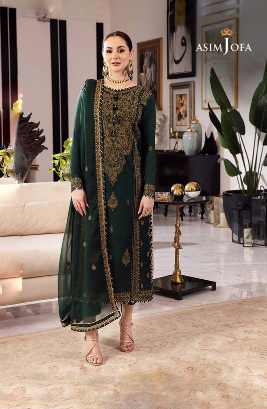 ASIM JOFA UNSTITCHED 3-PC LAWN HEAVY EMBROIDERED SHIRT WITH BAMBER CHIFFON EMBROIDERED DUPATTA AND LAWN TROUSER KZ-2067