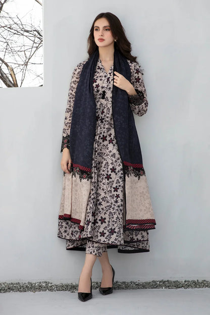 BAROQUE UNSTITCHED 3-PC SLUB KHADDAR PRINTED SHIRT WITH KHADDAR PRINT DUPATTA AND PRINT TROUSER KZ-2035
