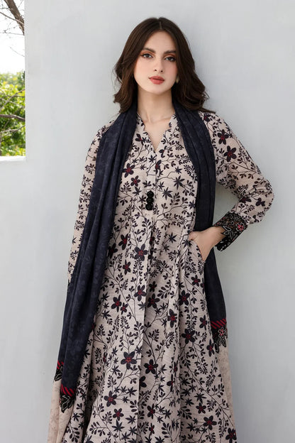 BAROQUE UNSTITCHED 3-PC SLUB KHADDAR PRINTED SHIRT WITH KHADDAR PRINT DUPATTA AND PRINT TROUSER KZ-2035