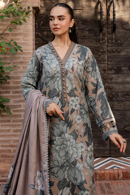 FARASHA UNSTITCHED 3-PC SLUB KHADDAR PRINTED SHIRT WITH KHADDAR PRINT DUPATTA AND PRINT TROUSER KZ-2050