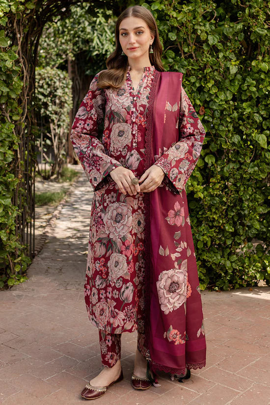 FARASHA UNSTITCHED 3-PC SLUB KHADDAR PRINTED SHIRT WITH KHADDAR PRINT DUPATTA AND PRINT TROUSER KZ-2048