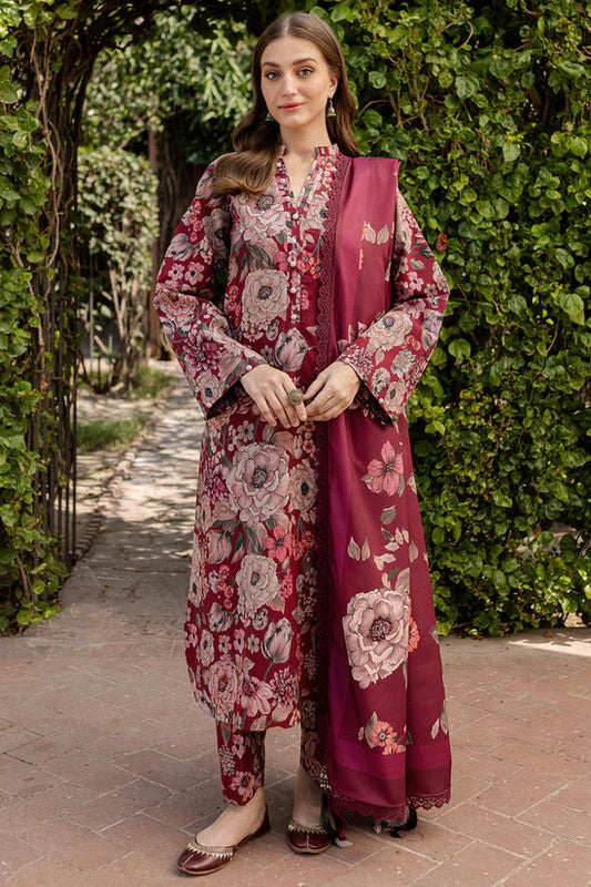 FARASHA UNSTITCHED 3-PC SLUB KHADDAR PRINTED SHIRT WITH KHADDAR PRINT DUPATTA AND PRINT TROUSER KZ-2048