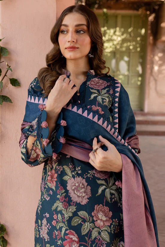 FARASHA UNSTITCHED 3-PC SLUB KHADDAR PRINTED SHIRT WITH KHADDAR PRINT DUPATTA AND PRINT TROUSER KZ-2047