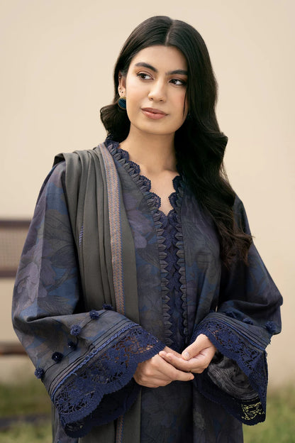 BAROQUE UNSTITCHED 3-PC SLUB KHADDAR PRINTED SHIRT WITH KHADDAR PRINT DUPATTA AND PRINT TROUSER KZ-2038