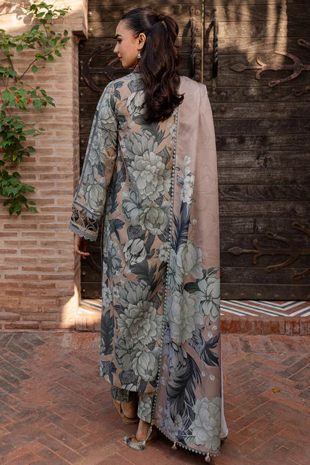 FARASHA UNSTITCHED 3-PC SLUB KHADDAR PRINTED SHIRT WITH KHADDAR PRINT DUPATTA AND PRINT TROUSER KZ-2049