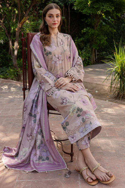 FARASHA UNSTITCHED 3-PC SLUB KHADDAR PRINTED SHIRT WITH KHADDAR PRINT DUPATTA AND PRINT TROUSER KZ-2050