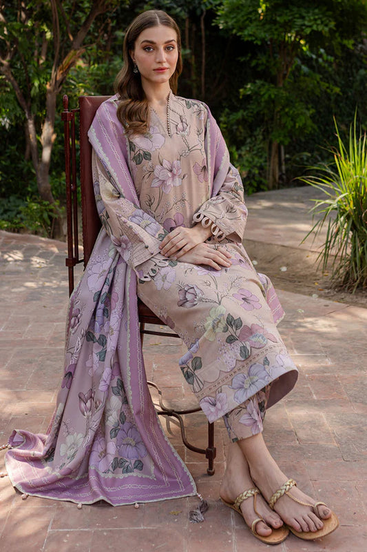 FARASHA UNSTITCHED 3-PC SLUB KHADDAR PRINTED SHIRT WITH KHADDAR PRINT DUPATTA AND PRINT TROUSER KZ-2050