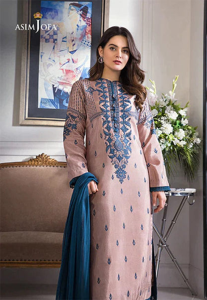 ASIM JOFA UNSTITCHED 3-PC LAWN HEAVY EMBROIDERED SHIRT WITH BAMBER CHIFFON DUPATTA AND LAWN TROUSER KZ-2069
