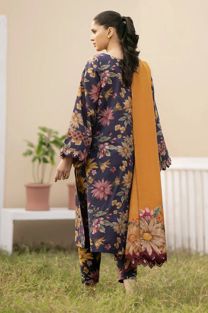 BAROQUE UNSTITCHED 3-PC SLUB KHADDAR PRINTED SHIRT WITH KHADDAR PRINT DUPATTA AND PRINT TROUSER KZ-2034