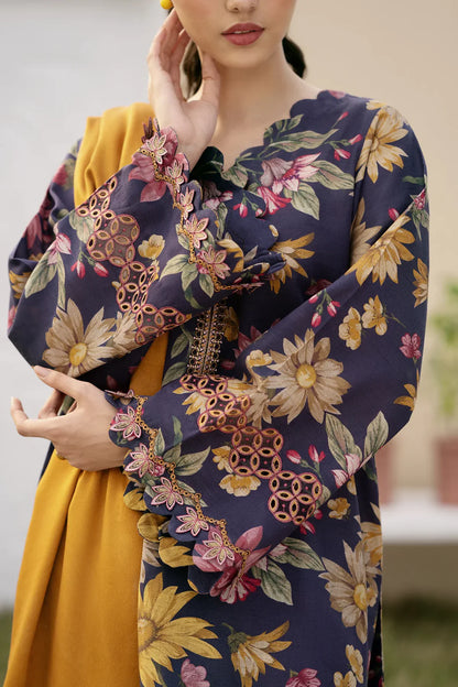 BAROQUE UNSTITCHED 3-PC SLUB KHADDAR PRINTED SHIRT WITH KHADDAR PRINT DUPATTA AND PRINT TROUSER KZ-2034