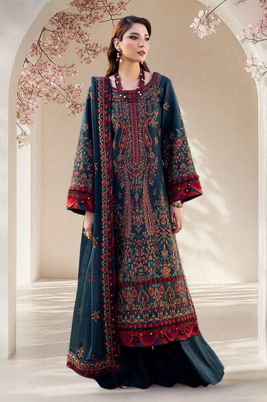 ASIM JOFA UNSTITCHED 3-PC DHANAK EMBROIDERED SHIRT WITH DHANAK EMBROIDERED SHAWL AND TROUSER KZ-2008