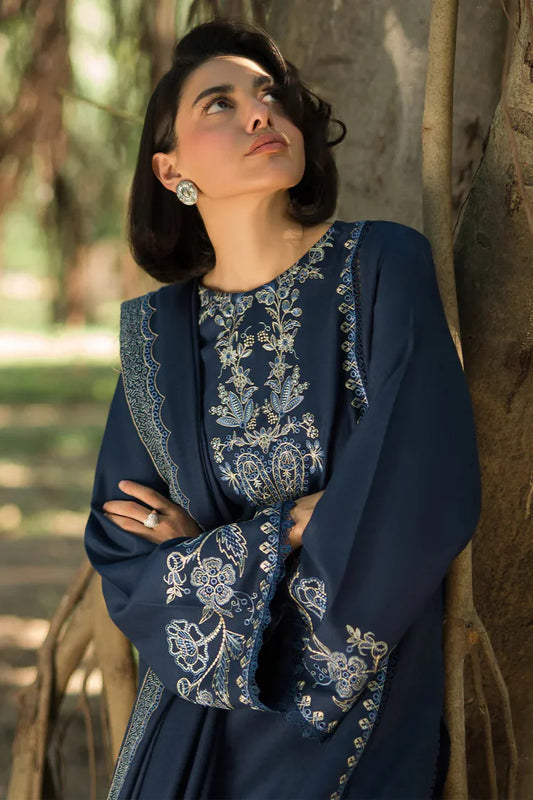 ASIM JOFA UNSTITCHED 3-PC DHANAK EMBROIDERED SHIRT WITH DHANAK EMBROIDERED SHAWL AND TROUSER KZ-2027