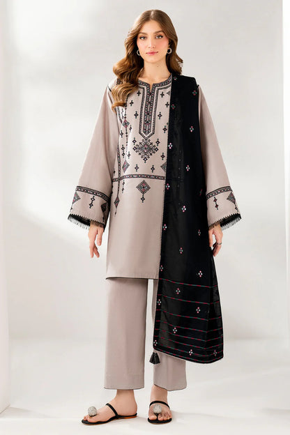 JAZMIN UNSTITCHED 3-PC DHANAK EMBOIDERED SHIRT WITH DHANAK EMBROIDERED SHAWL AND TROUSER KZ-2004
