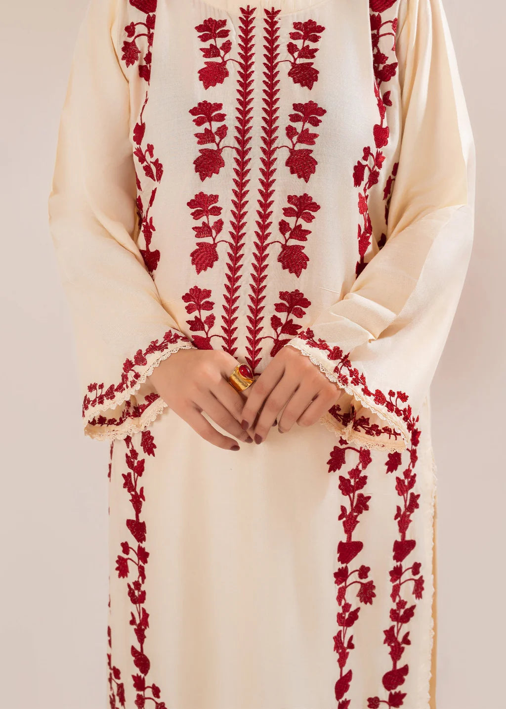 VINTAGE UNSTITCHED 3-PC LAWN EMBROIDERED SHIRT WITH TYE & DYE CHIFFON DUPATTA AND LAWN TROUSER KZ-2054