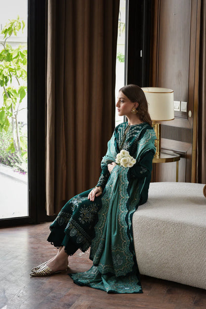 BATIK UNSTITCHED 3-PC KARANDI EMBROIDERED SHIRT WITH DHANAK EMBROIDERED SHAWL AND TROUSER KZ-2007