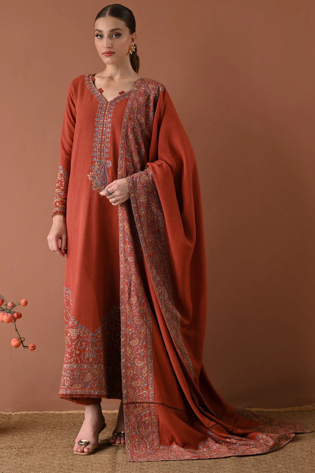 BATIK UNSTITCHED 3-PC DHANAK EMBROIDERED SHIRT WITH DHANAK EMBROIDERED SHAWL AND TROUSER KZ-2013