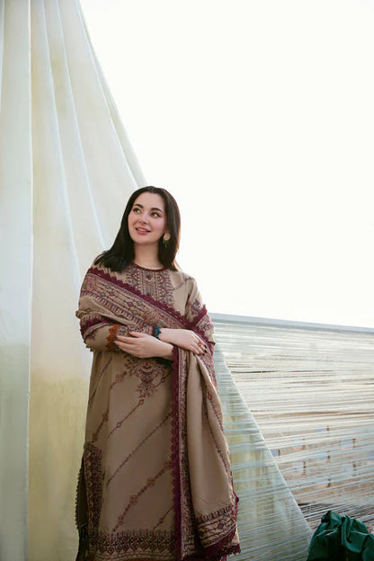 FLORENT UNSTITCHED 3-PC DHANAK EMBROIDERED SHIRT WITH DHANAK EMBROIDERED SHAWL AND TROUSER KZ-2026