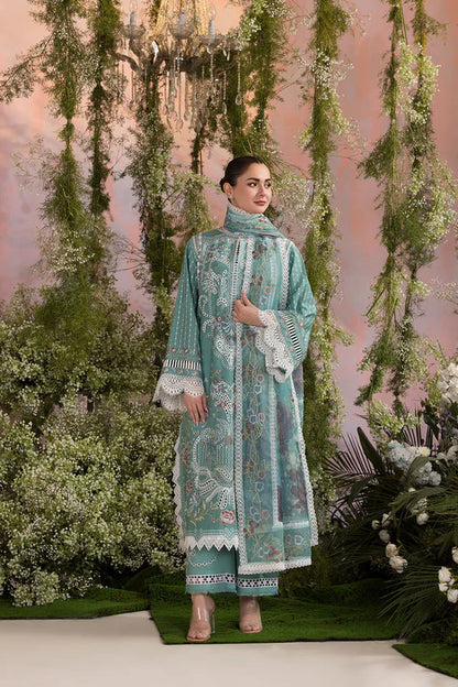 SOBIA NAZIR UNSTITCHED 3-PC LAWN EMBROIDERED SHIRT WITH CHIFFON PRINTED EMB  DUPATTA AND TROUSER KZ-2062
