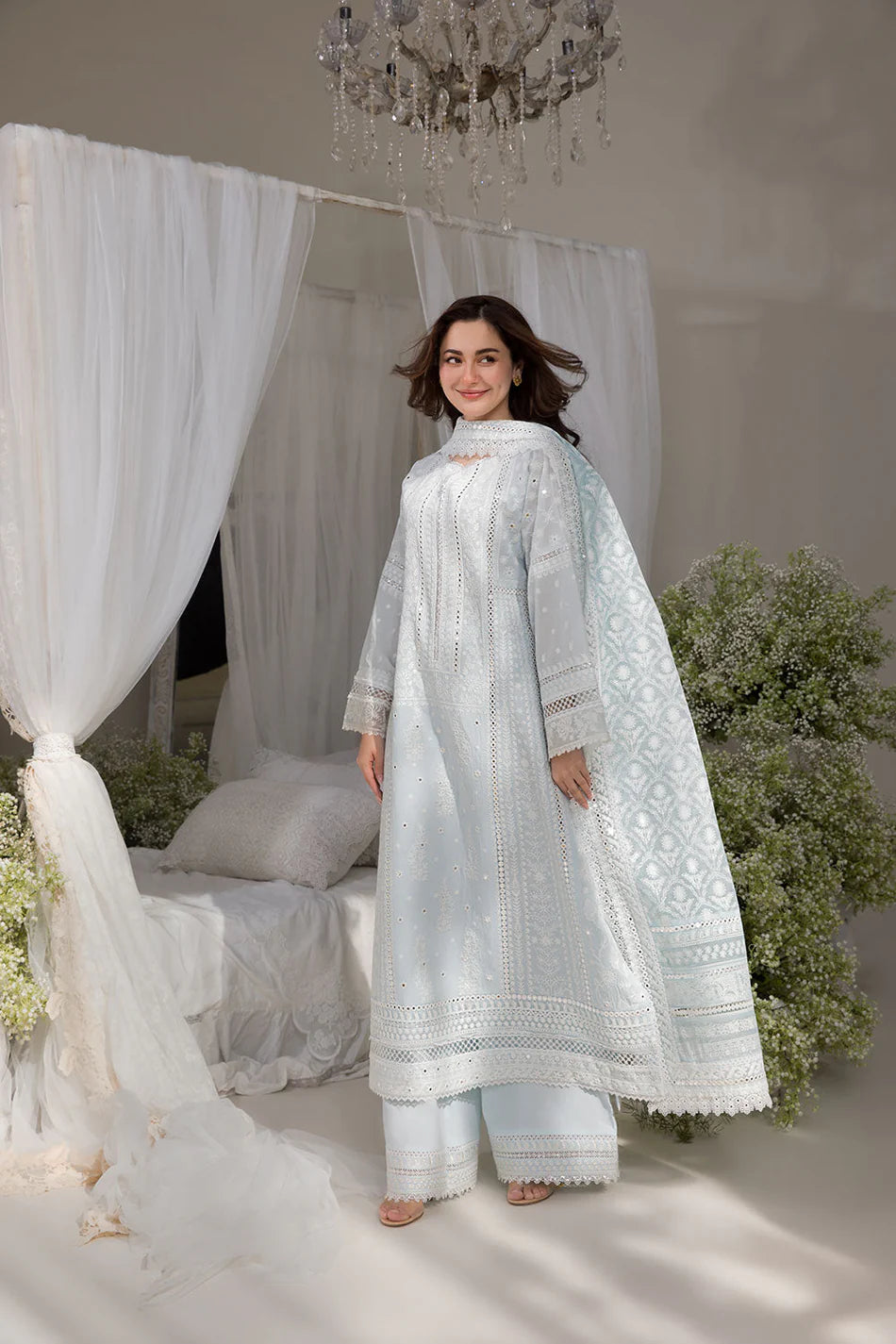 SOBIA NAZIR UNSTITCHED 3-PC LAWN EMBROIDERED SHIRT WITH PRINT CHIFFON EMBROIDERED DUPATTA AND TROUSER KZ-2074