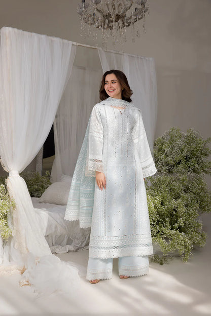 SOBIA NAZIR UNSTITCHED 3-PC LAWN EMBROIDERED SHIRT WITH PRINT CHIFFON EMBROIDERED DUPATTA AND TROUSER KZ-2074