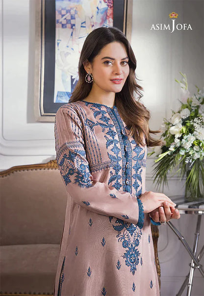 ASIM JOFA UNSTITCHED 3-PC DHANAK EMBROIDERED SHIRT WITH BAMBER CHIFFON DUPATTA AND TROUSER KZ-2016