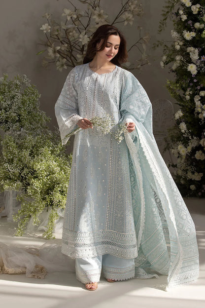 SOBIA NAZIR UNSTITCHED 3-PC LAWN EMBROIDERED SHIRT WITH PRINT CHIFFON EMBROIDERED DUPATTA AND TROUSER KZ-2074