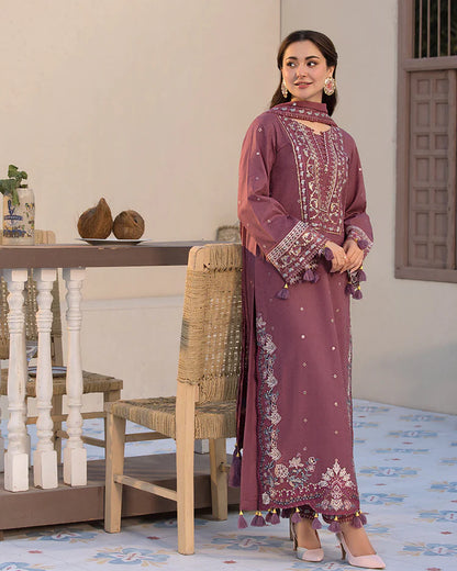 JADE UNTITCHED 3-PC DHANAK SEQUENCE EMBROIDERED SHIRT WITH DHANAK EMBROIDERED SHAWL AND TROUSER KZ-2022