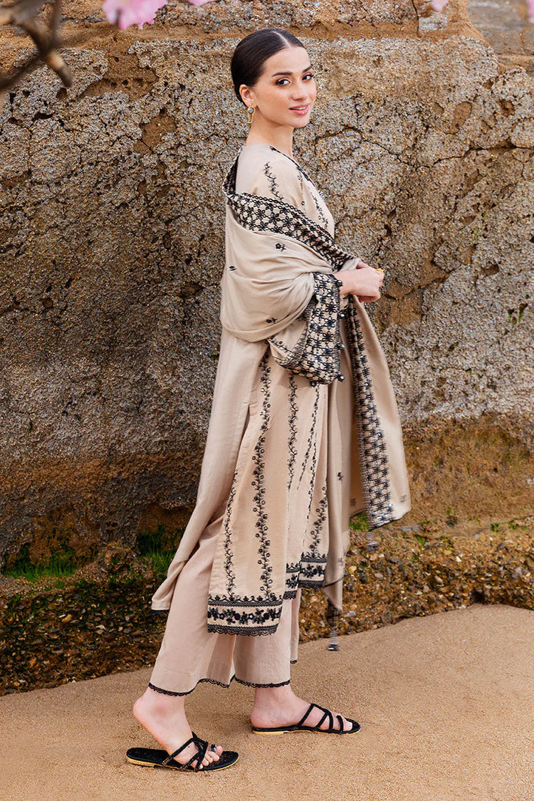 CROSS STITCH UNSTITCHED 3-PC DHANAK EMBROIDERED SHIRT WITH DHANAK EMBROIDERED SHAWL AND TROUSER KZ-2012