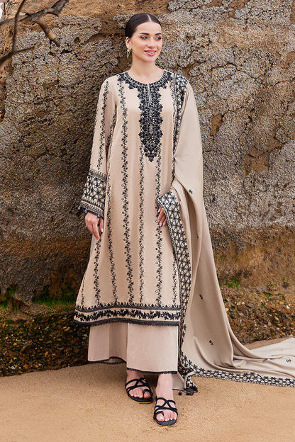 CROSS STITCH UNSTITCHED 3-PC DHANAK EMBROIDERED SHIRT WITH DHANAK EMBROIDERED SHAWL AND TROUSER KZ-2012