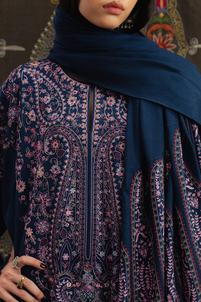 ZARA SHAHJAHAN UNSTITCHED 3-PC DHANAK EMBROIDERED SHIRT WITH DHANAK EMBROIDERED SHAWL AND TROUSER KZ-2063