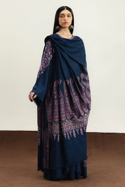 ZARA SHAHJAHAN UNSTITCHED 3-PC DHANAK EMBROIDERED SHIRT WITH DHANAK EMBROIDERED SHAWL AND TROUSER KZ-2063
