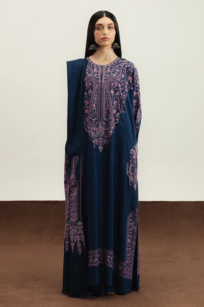 ZARA SHAHJAHAN UNSTITCHED 3-PC DHANAK EMBROIDERED SHIRT WITH DHANAK EMBROIDERED SHAWL AND TROUSER KZ-2063