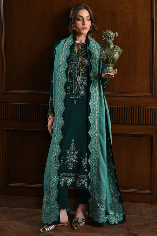 BATIK UNSTITCHED 3-PC KARANDI EMBROIDERED SHIRT WITH DHANAK EMBROIDERED SHAWL AND TROUSER KZ-2007