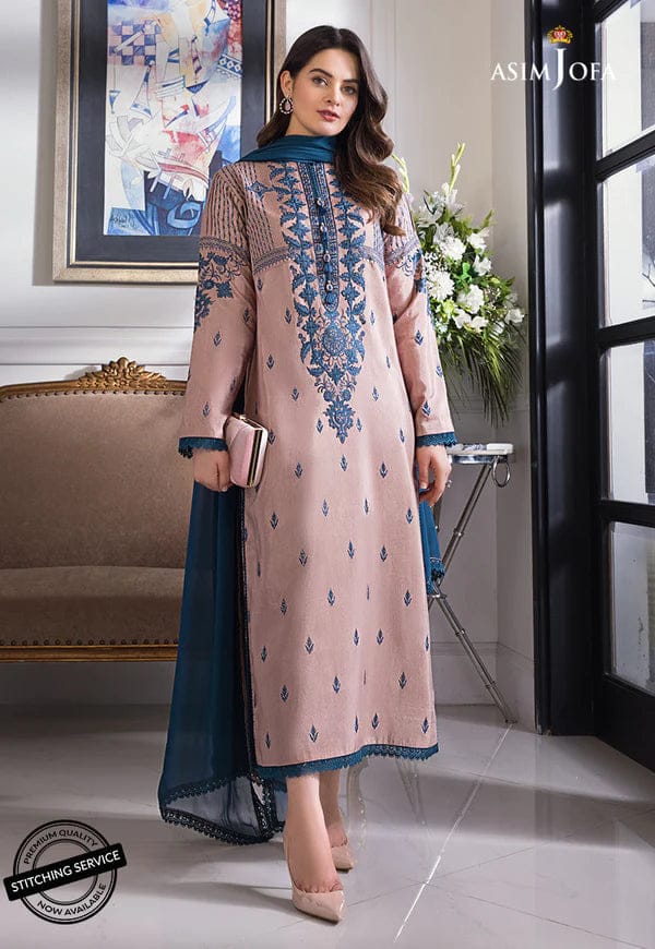 ASIM JOFA UNSTITCHED 3-PC LAWN HEAVY EMBROIDERED SHIRT WITH BAMBER CHIFFON DUPATTA AND LAWN TROUSER KZ-2069