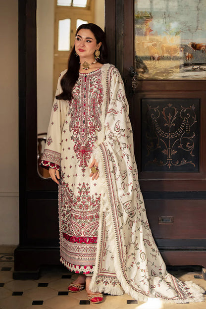 ASIM JOFA UNTITCHED 3-PC DHANAK SEQUENCE EMBROIDERED SHIRT WITH DHANAK EMBROIDERED SHAWL AND TROUSER KZ-2023